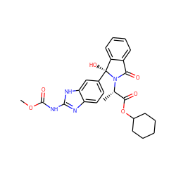 COC(=O)Nc1nc2ccc([C@@]3(O)c4ccccc4C(=O)N3[C@@H](C)C(=O)OC3CCCCC3)cc2[nH]1 ZINC000230568167