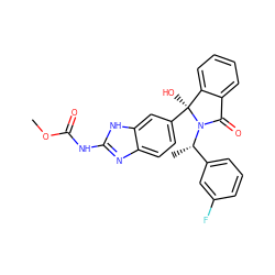 COC(=O)Nc1nc2ccc([C@@]3(O)c4ccccc4C(=O)N3[C@@H](C)c3cccc(F)c3)cc2[nH]1 ZINC000220577327