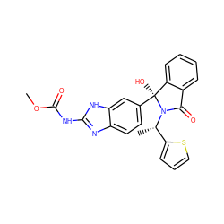 COC(=O)Nc1nc2ccc([C@@]3(O)c4ccccc4C(=O)N3[C@@H](C)c3cccs3)cc2[nH]1 ZINC000137582533