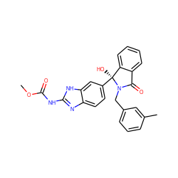 COC(=O)Nc1nc2ccc([C@@]3(O)c4ccccc4C(=O)N3Cc3cccc(C)c3)cc2[nH]1 ZINC000034630997