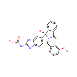 COC(=O)Nc1nc2ccc([C@@]3(O)c4ccccc4C(=O)N3Cc3cccc(OC)c3)cc2[nH]1 ZINC000231394646