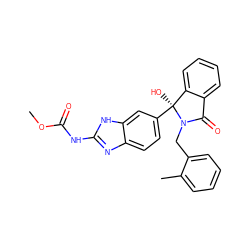 COC(=O)Nc1nc2ccc([C@@]3(O)c4ccccc4C(=O)N3Cc3ccccc3C)cc2[nH]1 ZINC000138709305