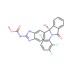 COC(=O)Nc1nc2ccc([C@@]3(O)c4ccccc4C(=O)N3c3c(Cl)ccc(F)c3F)cc2[nH]1 ZINC001772570140