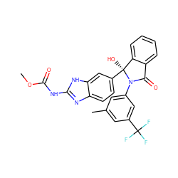 COC(=O)Nc1nc2ccc([C@@]3(O)c4ccccc4C(=O)N3c3cc(C)cc(C(F)(F)F)c3)cc2[nH]1 ZINC000136584491