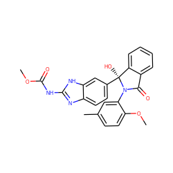 COC(=O)Nc1nc2ccc([C@@]3(O)c4ccccc4C(=O)N3c3cc(C)ccc3OC)cc2[nH]1 ZINC000221786524