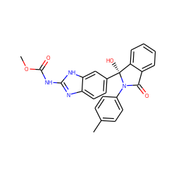 COC(=O)Nc1nc2ccc([C@@]3(O)c4ccccc4C(=O)N3c3ccc(C)cc3)cc2[nH]1 ZINC000231467102