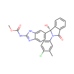 COC(=O)Nc1nc2ccc([C@@]3(O)c4ccccc4C(=O)N3c3ccc(Cl)c(C)c3)cc2[nH]1 ZINC000136750044