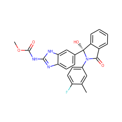 COC(=O)Nc1nc2ccc([C@@]3(O)c4ccccc4C(=O)N3c3ccc(F)c(C)c3)cc2[nH]1 ZINC000136355646