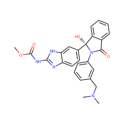 COC(=O)Nc1nc2ccc([C@@]3(O)c4ccccc4C(=O)N3c3cccc(CN(C)C)c3)cc2[nH]1 ZINC000217646463