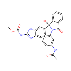 COC(=O)Nc1nc2ccc([C@@]3(O)c4ccccc4C(=O)N3c3cccc(NC(C)=O)c3)cc2[nH]1 ZINC000137197445