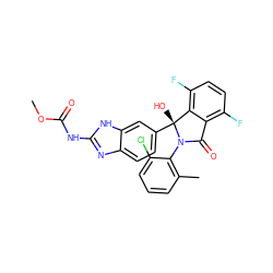 COC(=O)Nc1nc2ccc([C@]3(O)c4c(F)ccc(F)c4C(=O)N3c3c(C)cccc3Cl)cc2[nH]1 ZINC001772598043