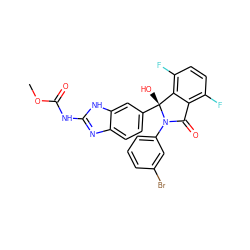 COC(=O)Nc1nc2ccc([C@]3(O)c4c(F)ccc(F)c4C(=O)N3c3cccc(Br)c3)cc2[nH]1 ZINC000226037937