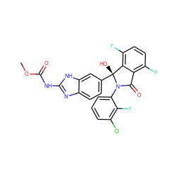 COC(=O)Nc1nc2ccc([C@]3(O)c4c(F)ccc(F)c4C(=O)N3c3cccc(Cl)c3F)cc2[nH]1 ZINC000218843087