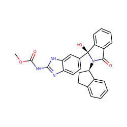COC(=O)Nc1nc2ccc([C@]3(O)c4ccccc4C(=O)N3[C@@H]3CCc4ccccc43)cc2[nH]1 ZINC000136546351