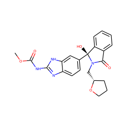 COC(=O)Nc1nc2ccc([C@]3(O)c4ccccc4C(=O)N3C[C@@H]3CCCO3)cc2[nH]1 ZINC000201165900