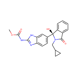 COC(=O)Nc1nc2ccc([C@]3(O)c4ccccc4C(=O)N3CC3CC3)cc2[nH]1 ZINC000225077866