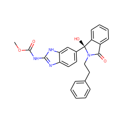 COC(=O)Nc1nc2ccc([C@]3(O)c4ccccc4C(=O)N3CCc3ccccc3)cc2[nH]1 ZINC000224148929