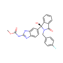 COC(=O)Nc1nc2ccc([C@]3(O)c4ccccc4C(=O)N3Cc3ccc(F)cc3)cc2[nH]1 ZINC000226155682