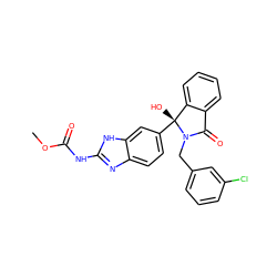 COC(=O)Nc1nc2ccc([C@]3(O)c4ccccc4C(=O)N3Cc3cccc(Cl)c3)cc2[nH]1 ZINC000035880185