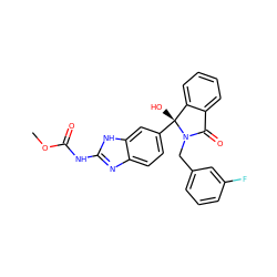 COC(=O)Nc1nc2ccc([C@]3(O)c4ccccc4C(=O)N3Cc3cccc(F)c3)cc2[nH]1 ZINC000038210656