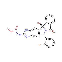 COC(=O)Nc1nc2ccc([C@]3(O)c4ccccc4C(=O)N3Cc3ccccc3Br)cc2[nH]1 ZINC000203854534