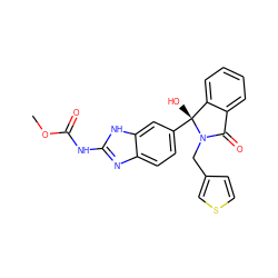 COC(=O)Nc1nc2ccc([C@]3(O)c4ccccc4C(=O)N3Cc3ccsc3)cc2[nH]1 ZINC000136525082