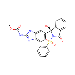 COC(=O)Nc1nc2ccc([C@]3(O)c4ccccc4C(=O)N3S(=O)(=O)c3ccccc3)cc2[nH]1 ZINC000223990706