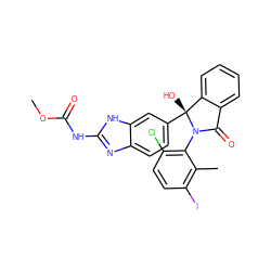 COC(=O)Nc1nc2ccc([C@]3(O)c4ccccc4C(=O)N3c3c(Cl)ccc(I)c3C)cc2[nH]1 ZINC001772624471