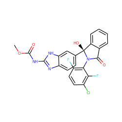 COC(=O)Nc1nc2ccc([C@]3(O)c4ccccc4C(=O)N3c3c(F)ccc(Cl)c3F)cc2[nH]1 ZINC000226176558