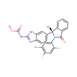 COC(=O)Nc1nc2ccc([C@]3(O)c4ccccc4C(=O)N3c3cc(Br)c(F)cc3F)cc2[nH]1 ZINC000201165763