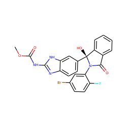 COC(=O)Nc1nc2ccc([C@]3(O)c4ccccc4C(=O)N3c3cc(Br)ccc3F)cc2[nH]1 ZINC000136928257