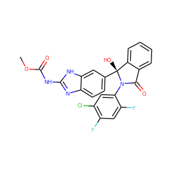 COC(=O)Nc1nc2ccc([C@]3(O)c4ccccc4C(=O)N3c3cc(Cl)c(F)cc3F)cc2[nH]1 ZINC000201166401