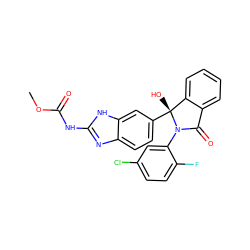 COC(=O)Nc1nc2ccc([C@]3(O)c4ccccc4C(=O)N3c3cc(Cl)ccc3F)cc2[nH]1 ZINC000038269809