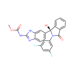 COC(=O)Nc1nc2ccc([C@]3(O)c4ccccc4C(=O)N3c3cc(F)cc(F)c3)cc2[nH]1 ZINC000223784396