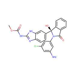 COC(=O)Nc1nc2ccc([C@]3(O)c4ccccc4C(=O)N3c3cc(N)cc(Cl)c3)cc2[nH]1 ZINC000035974194