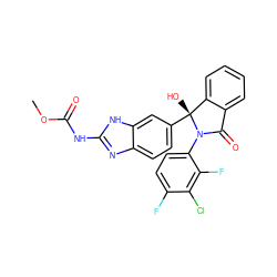 COC(=O)Nc1nc2ccc([C@]3(O)c4ccccc4C(=O)N3c3ccc(F)c(Cl)c3F)cc2[nH]1 ZINC000231549411