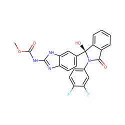 COC(=O)Nc1nc2ccc([C@]3(O)c4ccccc4C(=O)N3c3ccc(F)c(F)c3)cc2[nH]1 ZINC000136542364