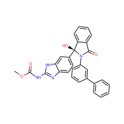 COC(=O)Nc1nc2ccc([C@]3(O)c4ccccc4C(=O)N3c3cccc(-c4ccccc4)c3)cc2[nH]1 ZINC000221131923