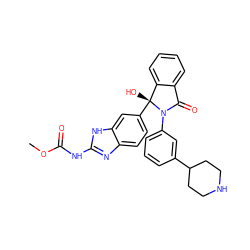 COC(=O)Nc1nc2ccc([C@]3(O)c4ccccc4C(=O)N3c3cccc(C4CCNCC4)c3)cc2[nH]1 ZINC000225917424