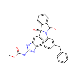 COC(=O)Nc1nc2ccc([C@]3(O)c4ccccc4C(=O)N3c3cccc(Cc4ccccc4)c3)cc2[nH]1 ZINC000137230363