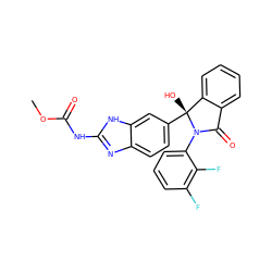 COC(=O)Nc1nc2ccc([C@]3(O)c4ccccc4C(=O)N3c3cccc(F)c3F)cc2[nH]1 ZINC000035971695