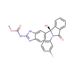 COC(=O)Nc1nc2ccc([C@]3(O)c4ccccc4C(=O)N3c3cccc(I)c3)cc2[nH]1 ZINC000138900092