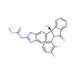 COC(=O)Nc1nc2ccc([C@]3(O)c4ccccc4C(=O)N3c3cccc(I)c3F)cc2[nH]1 ZINC000231156138