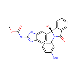 COC(=O)Nc1nc2ccc([C@]3(O)c4ccccc4C(=O)N3c3cccc(N)c3)cc2[nH]1 ZINC000230561925