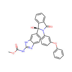 COC(=O)Nc1nc2ccc([C@]3(O)c4ccccc4C(=O)N3c3cccc(Oc4ccccc4)c3)cc2[nH]1 ZINC000136413106