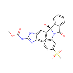 COC(=O)Nc1nc2ccc([C@]3(O)c4ccccc4C(=O)N3c3cccc(S(C)(=O)=O)c3)cc2[nH]1 ZINC000225688135