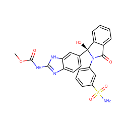 COC(=O)Nc1nc2ccc([C@]3(O)c4ccccc4C(=O)N3c3cccc(S(N)(=O)=O)c3)cc2[nH]1 ZINC000230574365