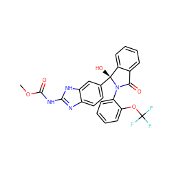 COC(=O)Nc1nc2ccc([C@]3(O)c4ccccc4C(=O)N3c3ccccc3OC(F)(F)F)cc2[nH]1 ZINC000226176280