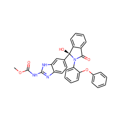 COC(=O)Nc1nc2ccc([C@]3(O)c4ccccc4C(=O)N3c3ccccc3Oc3ccccc3)cc2[nH]1 ZINC000226009519