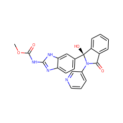 COC(=O)Nc1nc2ccc([C@]3(O)c4ccccc4C(=O)N3c3cccnc3)cc2[nH]1 ZINC000226074819